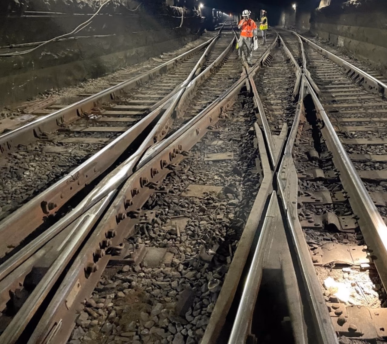 Amtrak track and infrastructure work associated with the Pause for Progress project near Washington Union Station
