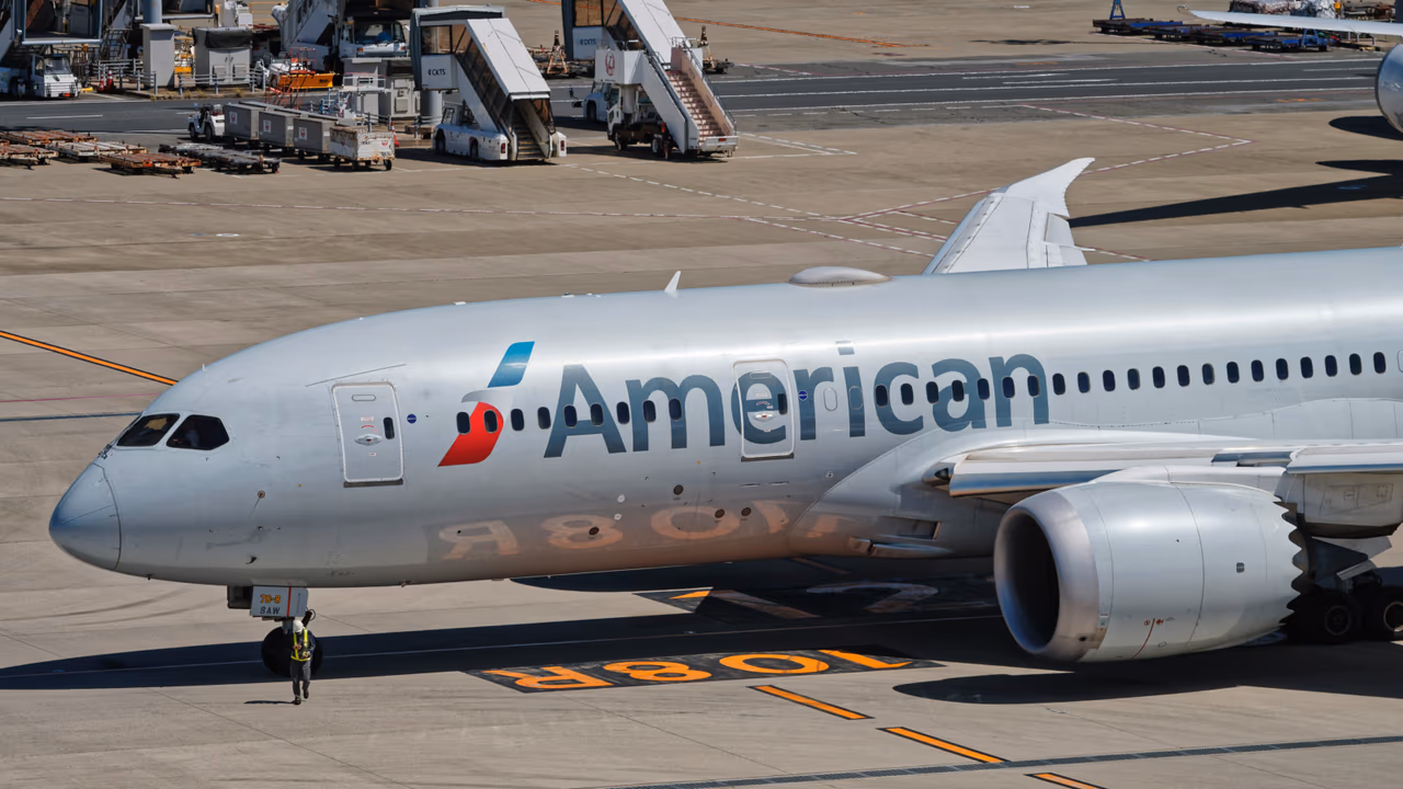 American Airlines plane at airport gate