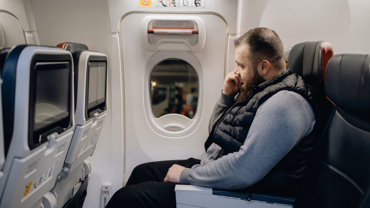 Airline economy class passenger seat