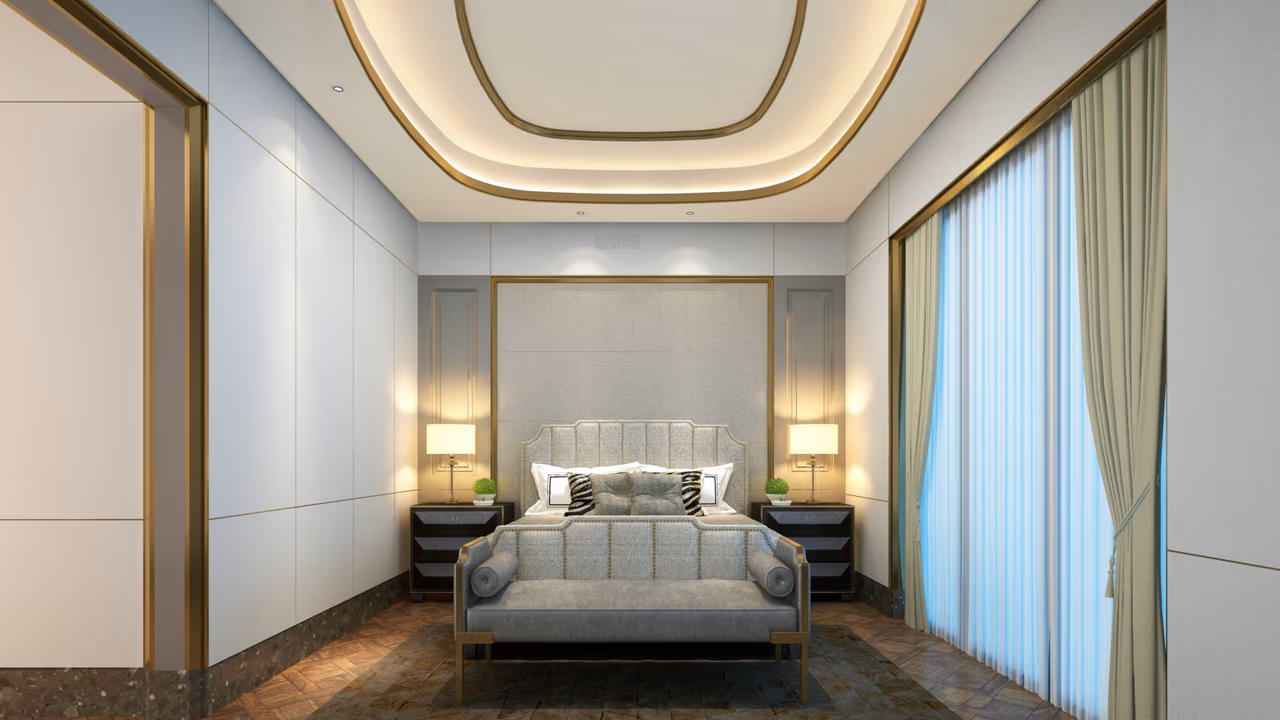 Luxury hotel bedroom interior