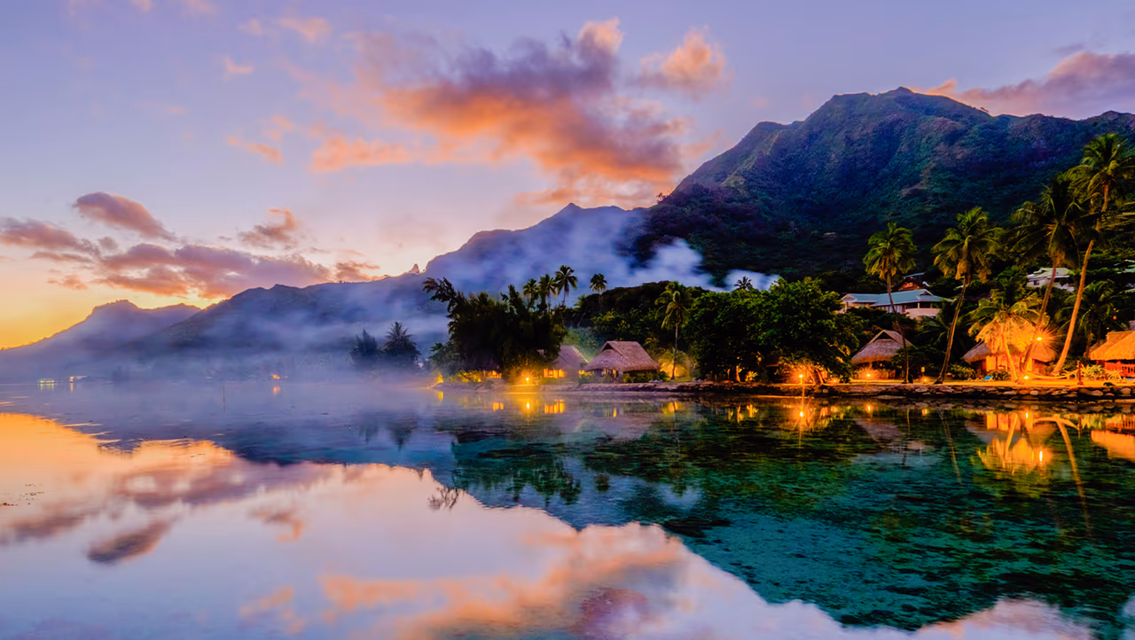 resort on the beach at sunset