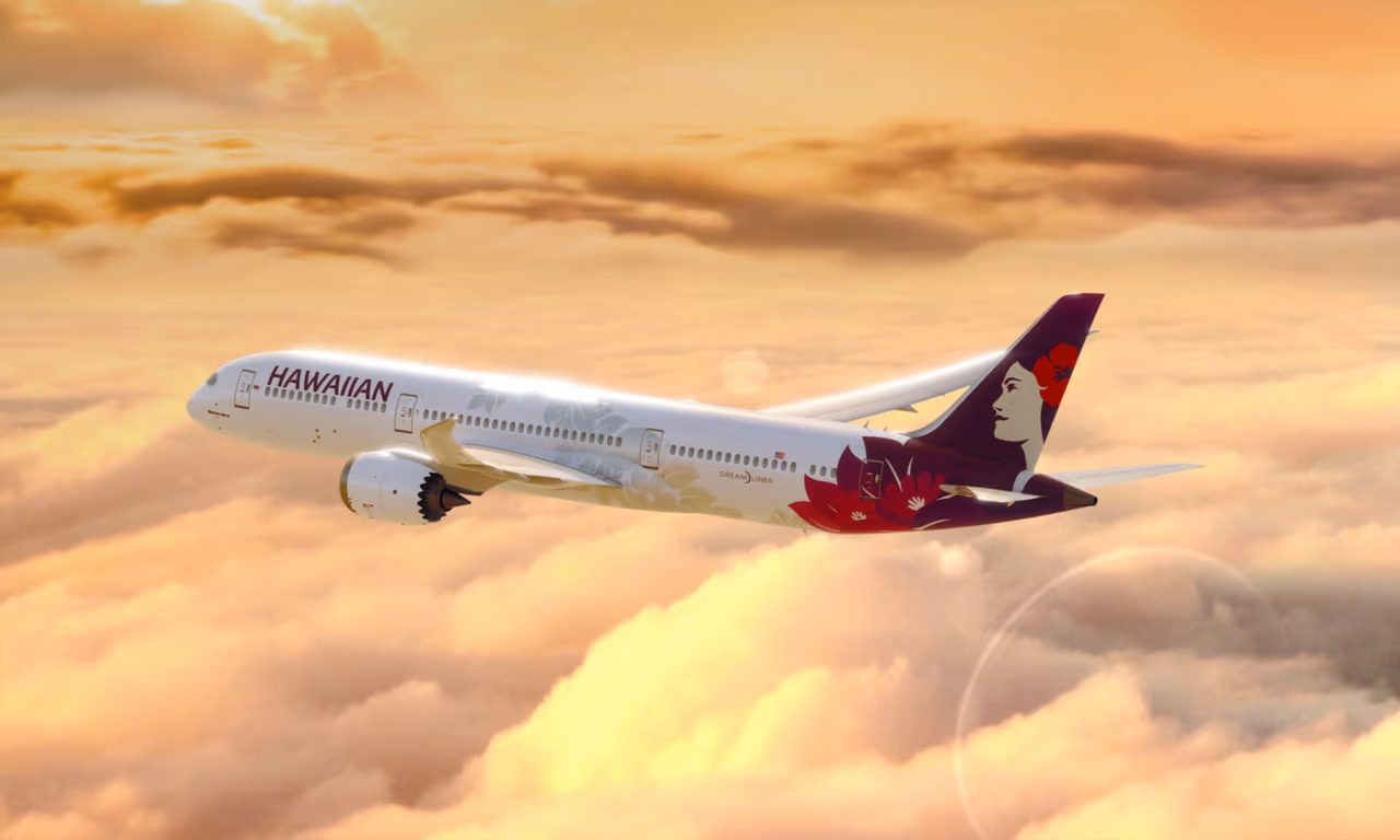 Hawaiian Airlines plane flying is the sky