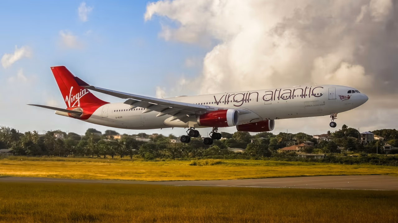 Virgin Atlantic Airbus A330 landing on runway