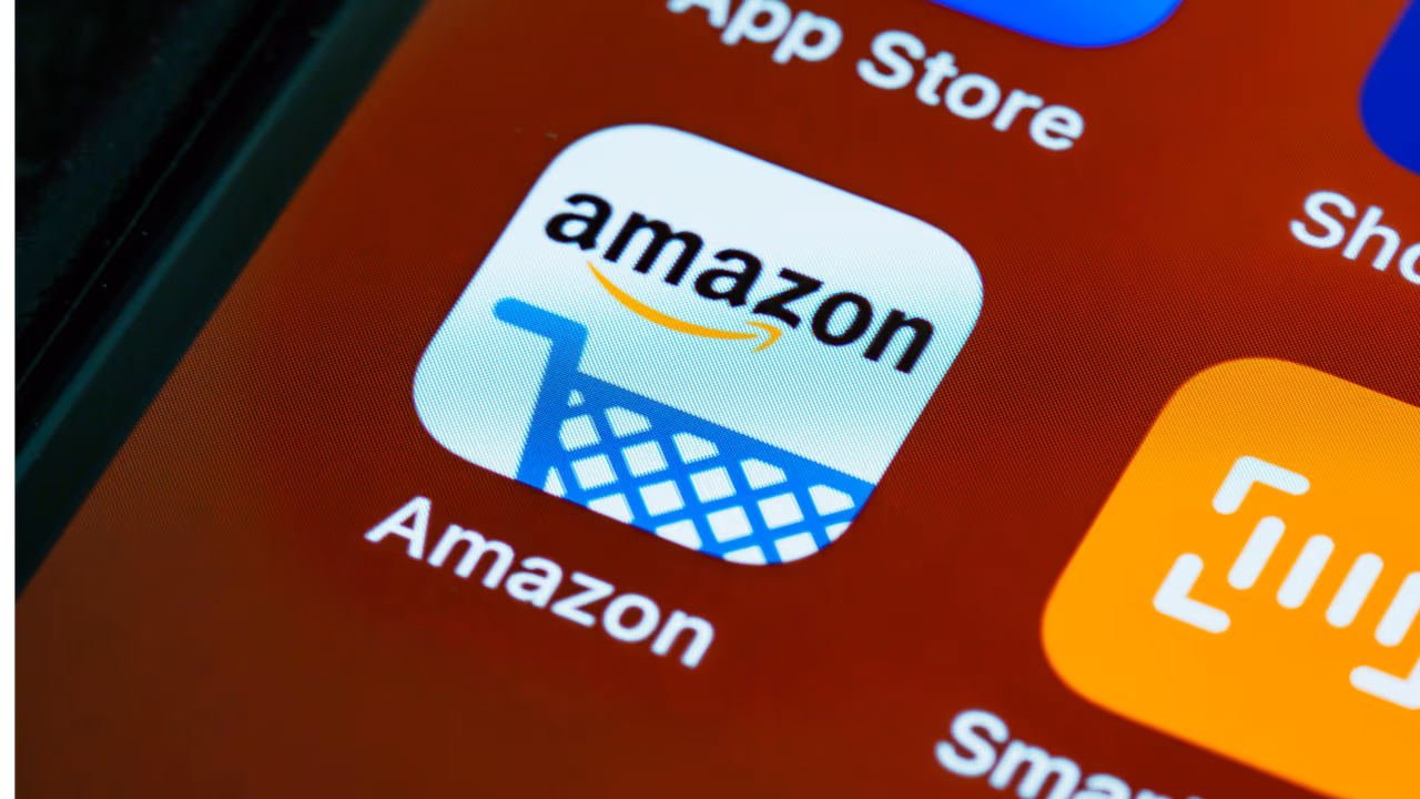 Amazon shopping app icon on phone screen