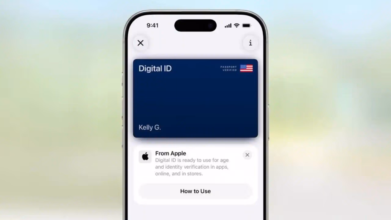 iPhone showing digital passport in Apple Wallet iOS 26 interface