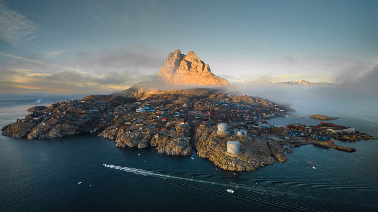 Greenland island from the air