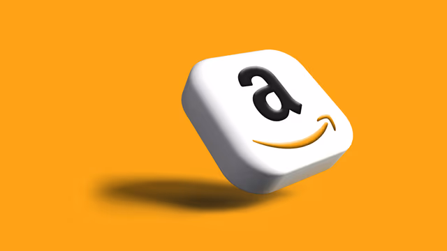 3D Amazon logo icon on orange background